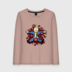 Лонгслив хлопковый женский Vault boy caps, цвет: пыльно-розовый