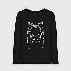 Лонгслив хлопковый женский Mayhem рок кот, цвет: черный