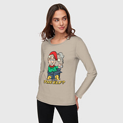 Лонгслив хлопковый женский What the elf, цвет: миндальный — фото 2
