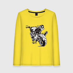 Лонгслив хлопковый женский Motorcycle, цвет: желтый