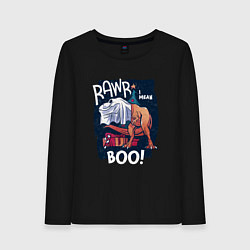 Лонгслив хлопковый женский Rawr boo, цвет: черный