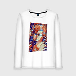 Лонгслив хлопковый женский Йошикаге Кира - серийный убийца, цвет: белый