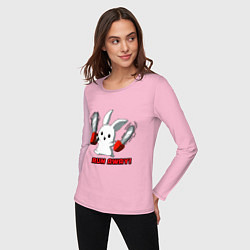 Лонгслив хлопковый женский Rabbit run away, цвет: светло-розовый — фото 2