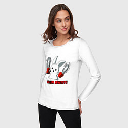 Лонгслив хлопковый женский Rabbit run away, цвет: белый — фото 2