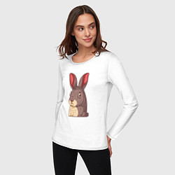 Лонгслив хлопковый женский Кролик-символ года, цвет: белый — фото 2