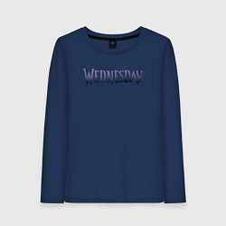 Лонгслив хлопковый женский Logotype Wednesday, цвет: тёмно-синий