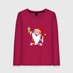 Лонгслив хлопковый женский Санта весельчак, цвет: маджента