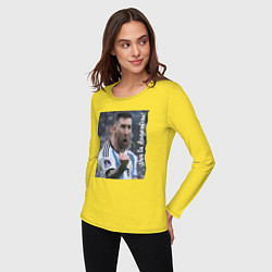 Лонгслив хлопковый женский Viva la Argentina - Lionel Messi - world champion, цвет: желтый — фото 2
