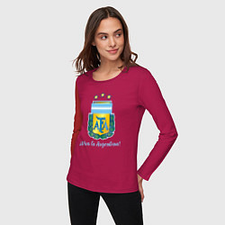Лонгслив хлопковый женский Эмблема федерации футбола Аргентины, цвет: маджента — фото 2