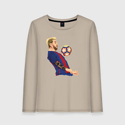 Лонгслив хлопковый женский Messi Barcelona, цвет: миндальный