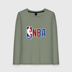 Лонгслив хлопковый женский NBA - big logo, цвет: авокадо