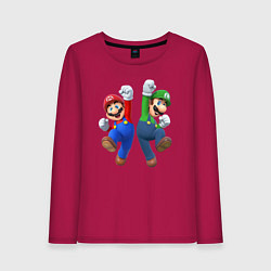 Лонгслив хлопковый женский Марио и Луиджи, цвет: маджента