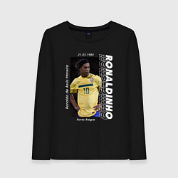 Лонгслив хлопковый женский Роналдиньо сборная Бразилии, цвет: черный