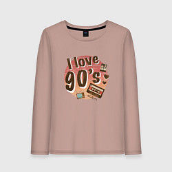 Лонгслив хлопковый женский I love 90-s, цвет: пыльно-розовый