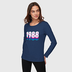 Лонгслив хлопковый женский Made in 1988 vintage art, цвет: тёмно-синий — фото 2