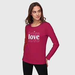 Лонгслив хлопковый женский 3 Love, цвет: маджента — фото 2
