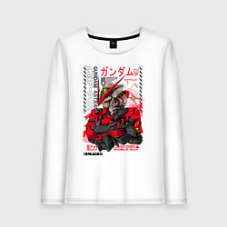 Лонгслив хлопковый женский MBF-P02 Gundam astray red frame poster, цвет: белый