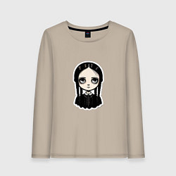 Лонгслив хлопковый женский Уэнсдей, Семейка Аддамс в стиле Бёртона, цвет: миндальный