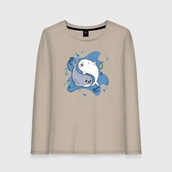 Лонгслив хлопковый женский Пара тюленей, цвет: миндальный