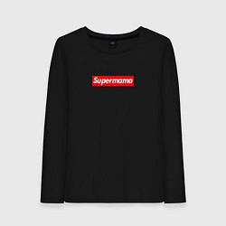 Лонгслив хлопковый женский Superмама, цвет: черный