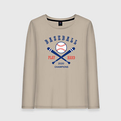 Лонгслив хлопковый женский Чемпионы бейсбола, цвет: миндальный