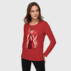 Лонгслив хлопковый женский Lady in Red, цвет: красный — фото 2