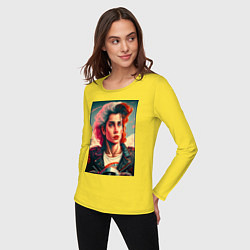 Лонгслив хлопковый женский Miami retro, цвет: желтый — фото 2