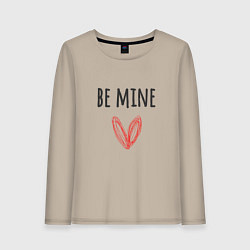 Лонгслив хлопковый женский Be mine - doodle heart, цвет: миндальный