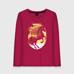Лонгслив хлопковый женский Лошадь логотип, цвет: маджента