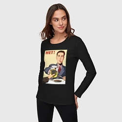 Лонгслив хлопковый женский Кротовуха советский плакат, цвет: черный — фото 2