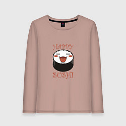 Лонгслив хлопковый женский Smiling sushi, цвет: пыльно-розовый