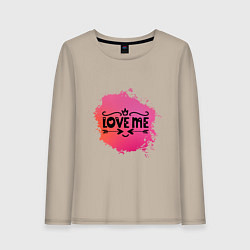 Лонгслив хлопковый женский Love me дудл, цвет: миндальный
