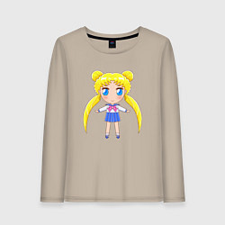 Лонгслив хлопковый женский Sailor moon chibi, цвет: миндальный