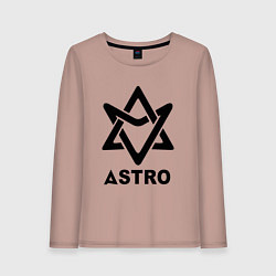 Лонгслив хлопковый женский Astro black logo, цвет: пыльно-розовый