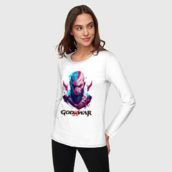Лонгслив хлопковый женский God of War, Kratos, цвет: белый — фото 2