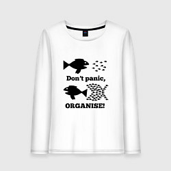 Лонгслив хлопковый женский Dont panic organise, цвет: белый