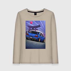 Женский лонгслив Быстрая машина под аркой