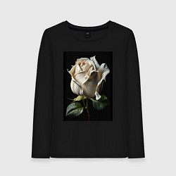 Лонгслив хлопковый женский Белая роза, цвет: черный