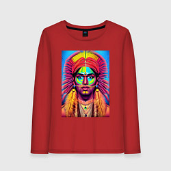 Женский лонгслив Индеец в стиле поп-арт