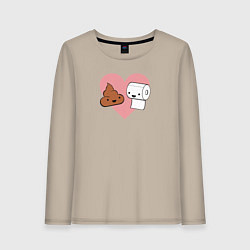 Лонгслив хлопковый женский Кака и бумага, цвет: миндальный