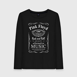 Лонгслив хлопковый женский Pink Floyd в стиле Jack Daniels, цвет: черный