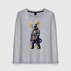 Лонгслив хлопковый женский Слон - киберпанк - нейросеть, цвет: меланж