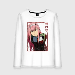 Лонгслив хлопковый женский Zero Two anime girl, цвет: белый