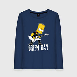 Лонгслив хлопковый женский Green Day Барт Симпсон рокер, цвет: тёмно-синий