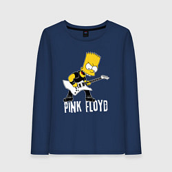 Лонгслив хлопковый женский Pink Floyd Барт Симпсон рокер, цвет: тёмно-синий