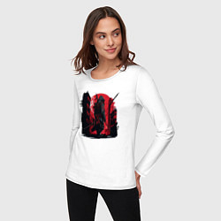 Лонгслив хлопковый женский Японский ниндзя - самурай, цвет: белый — фото 2