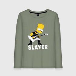 Лонгслив хлопковый женский Slayer Барт Симпсон рокер, цвет: авокадо