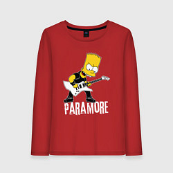 Лонгслив хлопковый женский Paramore Барт Симпсон рокер, цвет: красный
