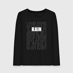 Лонгслив хлопковый женский Надпись rain и линии, цвет: черный