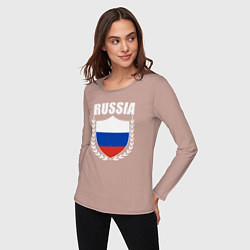 Лонгслив хлопковый женский Российский щит, цвет: пыльно-розовый — фото 2